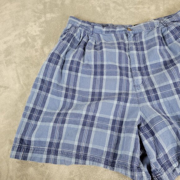 Leslie Fay Womens Shorts 24W Plus Blue White Plaid Zip Fly Pockets Linen PLA20E - Picture 4 of 6